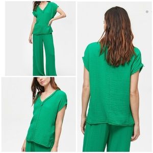 Michael Stars Draya Gauze V-Neck Top, Medium